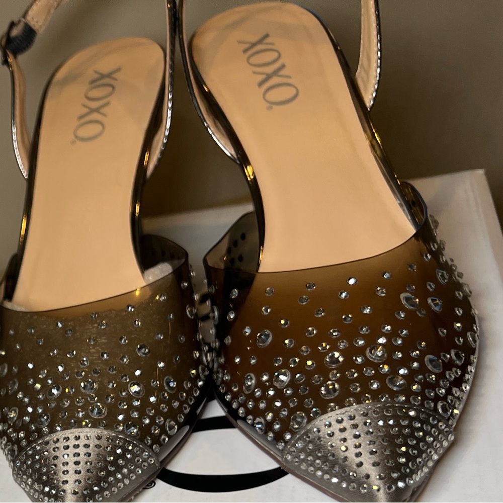 XOXO Women's Metallic Studded Heels - Brown and Silver
